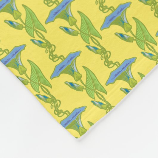 Jugendstil-Gelbe Ipomoea-Tapete Fleecedecke (Ecke)