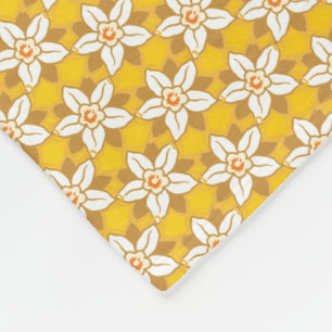 Jugendstil-gelbe Narzissen-Blumen-Wallpaper-Damask Fleecedecke