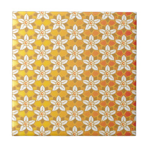 Jugendstil-gelbe Narzissen-Blumen-Wallpaper-Damask Fliese