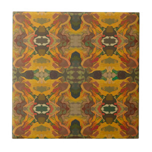 Jugendstil Gelbgold Grün Vintage-Muster Fliese