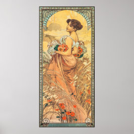 Jugendstil-Gemälde des Sommers von Alphonse Mucha Poster