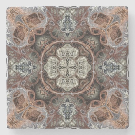 Jugendstil geometrisch Vintages Muster Steinuntersetzer (Vorderseite)