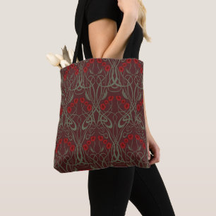 Jugendstil geometrische Mohnblumen und geschwungen Tasche