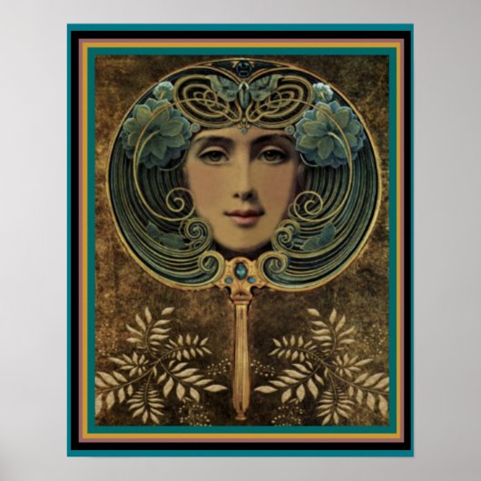 Jugendstil-Gesicht im Spiegel 16 x 20 Poster (Vorne)