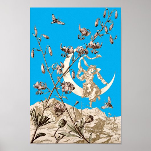 Jugendstil-Girl am Crescent Moon by A-Seder Poster (Vorne)