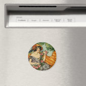 Jugendstil-Girl mit Blume Magnet (In Situ (Geschirrspüler))