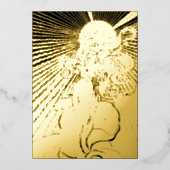 Jugendstil-Girl mit leuchtendem Star Quinceñera Folieneinladung (Vorderseite)