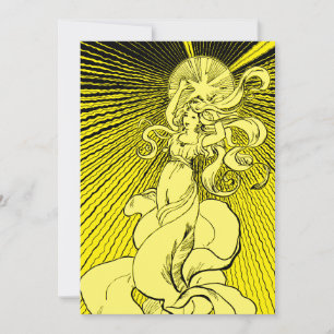Jugendstil-Girl mit leuchtendem Stern Feiertagskarte