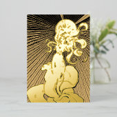 Jugendstil-Girl mit leuchtendem Stern Folien Feiertagskarte (Stehend vorne)