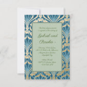 Jugendstil, Gold, aquamarin, Damast, Blumen, Muste Save The Date (Vorderseite)