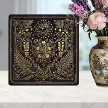 Jugendstil-Gold-Botanische Himmlische Illustration