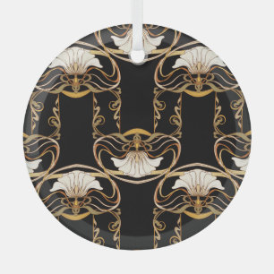 Jugendstil: Gold Schwarz Ornament Aus Glas