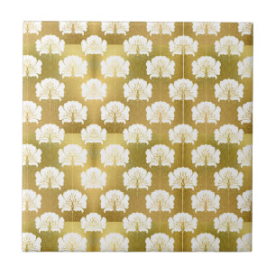 Jugendstil,Gold & Weiß, Muster, vintage, deco,t Fliese