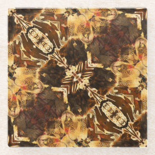 Jugendstil: Golden Brown Vintag Glasuntersetzer