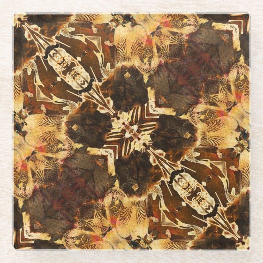 Jugendstil: Golden Brown Vintag Glasuntersetzer (Vorderseite)