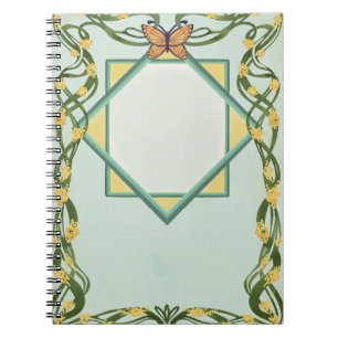 Jugendstil Golden Mimosa Spiralblock Notizblock