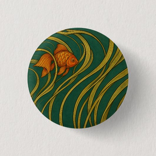 Jugendstil-Goldfisch  Button (Vorderseite)