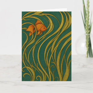 Jugendstil-Goldfisch-Karten mit Falz Karte