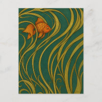 Jugendstil-Goldfisch-Karten mit Falz