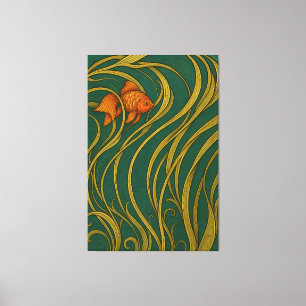 Jugendstil-Goldfisch Leinwanddruck