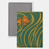 Jugendstil-Goldfisch Magnet (Vorderseite/Rückseite)