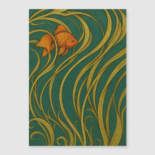 Jugendstil-Goldfisch  Magnetkarte
