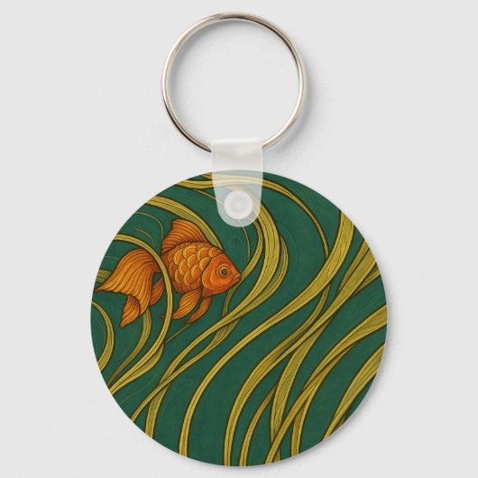 Jugendstil-Goldfisch Schlüsselanhänger (Vorderseite)