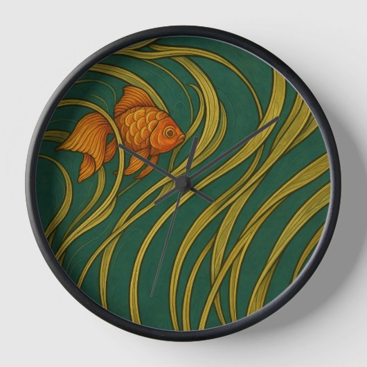 Jugendstil-Goldfisch  Uhr (Vorderseite)