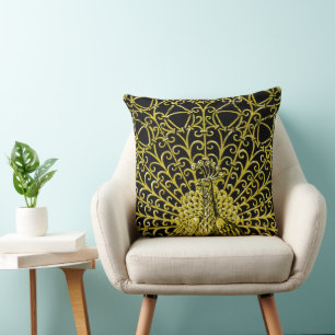 Jugendstil Goldpfau Kissen