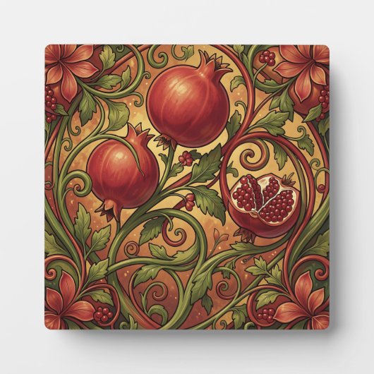 Jugendstil-Granatapfel-Ornamentmuster Fotoplatte (Vorderseite)