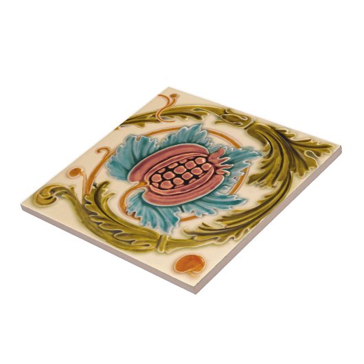 Jugendstil-Granate-Imitat Relief Antiphlogie Repro Fliese (Seite)