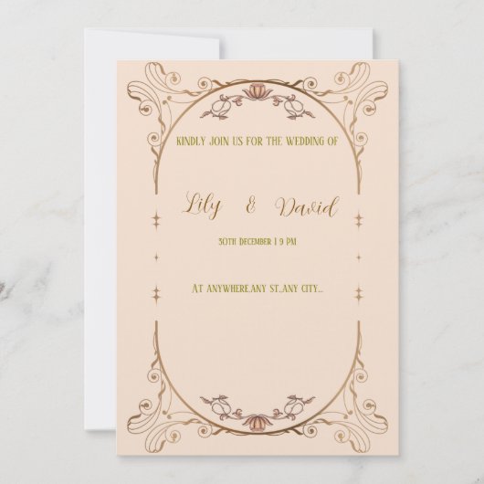 Jugendstil-Grenz-Hochzeit Einladung. Einladung (Vorderseite)