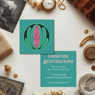 Jugendstil Grün Creme Quadratische Visitenkarte