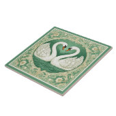 Jugendstil Grüne Schwan-Paare Seerosen-Motive Fliese (Seite)
