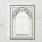 Jugendstil-Grünrahmen Foto Save The Date (Vorderseite)