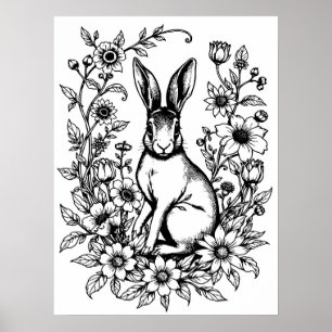 Jugendstil-Hasen-Färbposter 2 Poster