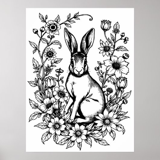 Jugendstil-Hasen-Färbposter 2 Poster (Vorne)