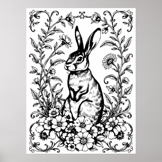 Jugendstil-Hasen-Färbposter 3 Poster (Vorne)