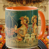 Jugendstil heiße Schokolade Werbung rot grün Tasse