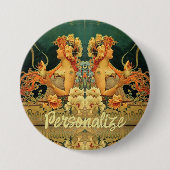 Jugendstil-heiße Schokoladenblütenwerbung Button (Vorderseite)