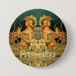 Jugendstil-heiße Schokoladenblütenwerbung Button