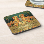 Jugendstil-heiße Schokoladenblütenwerbung Getränkeuntersetzer (Linke Seite)