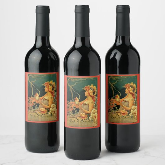 Jugendstil-heiße Schokoladenblütenwerbung Weinetikett (Flaschen)