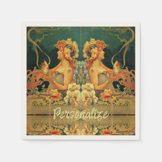 Jugendstil-heiße Schokoladenwerbung einzigartig Serviette (Vorderseite)