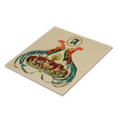 Jugendstil-Hennen und Hühner Hühner Fliese (Seite)