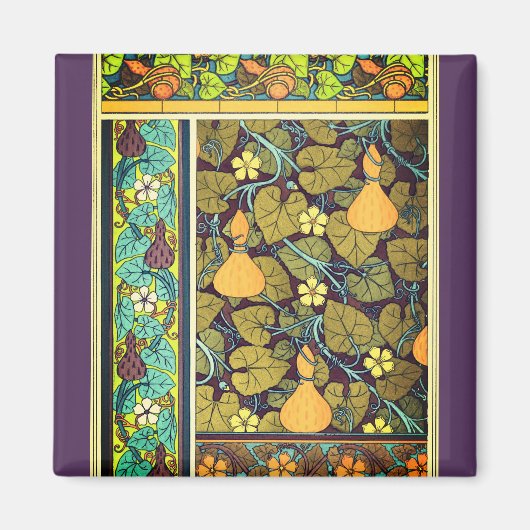 Jugendstil Herbst florale elegante Gourmet lila Magnet (Vorne)