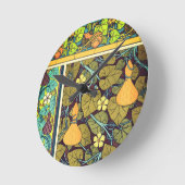 Jugendstil Herbst florale elegante Gourmet lila Runde Wanduhr (Winkel)