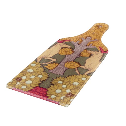 Jugendstil Herbstapelbaum Hirsche Vintager Fall Schneidebrett (Ecke)