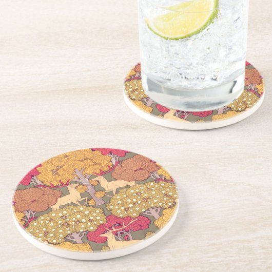 Jugendstil Herbstapfelhirsche fallen Verneuil Getränkeuntersetzer