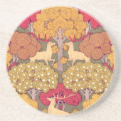 Jugendstil Herbstapfelhirsche fallen Verneuil Getränkeuntersetzer (Vorne)